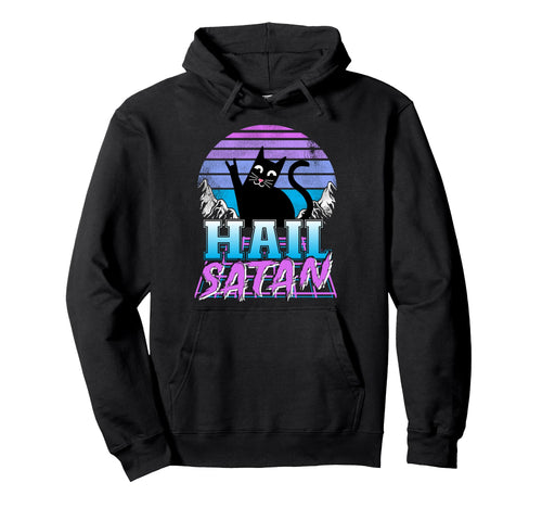 Hail Satan Retrowave Cat Pastel Goth Death Hoodie - Unique Graphic Unisex - T-Shirt, Sweatshirt, Hoodie