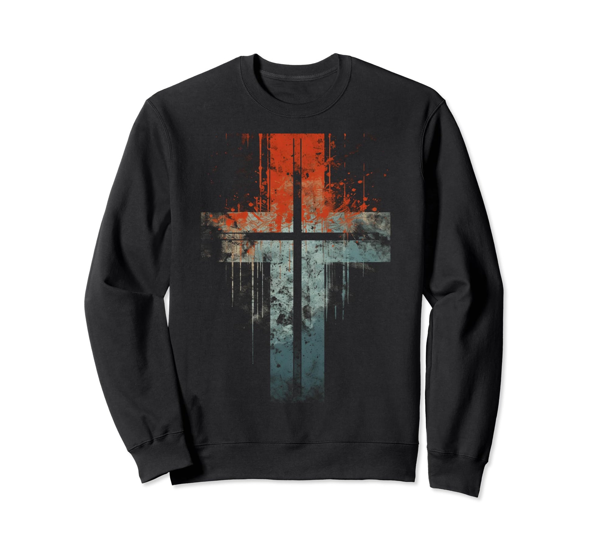 Cross Distressed 90S Goth Sweatshirt - Casual Everyday Wear for Adults - T-Shirt, Sweatshirt, Hoodie