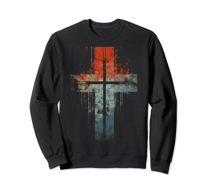 Cross Distressed 90S Goth Sweatshirt - Casual Everyday Wear for Adults - T-Shirt, Sweatshirt, Hoodie