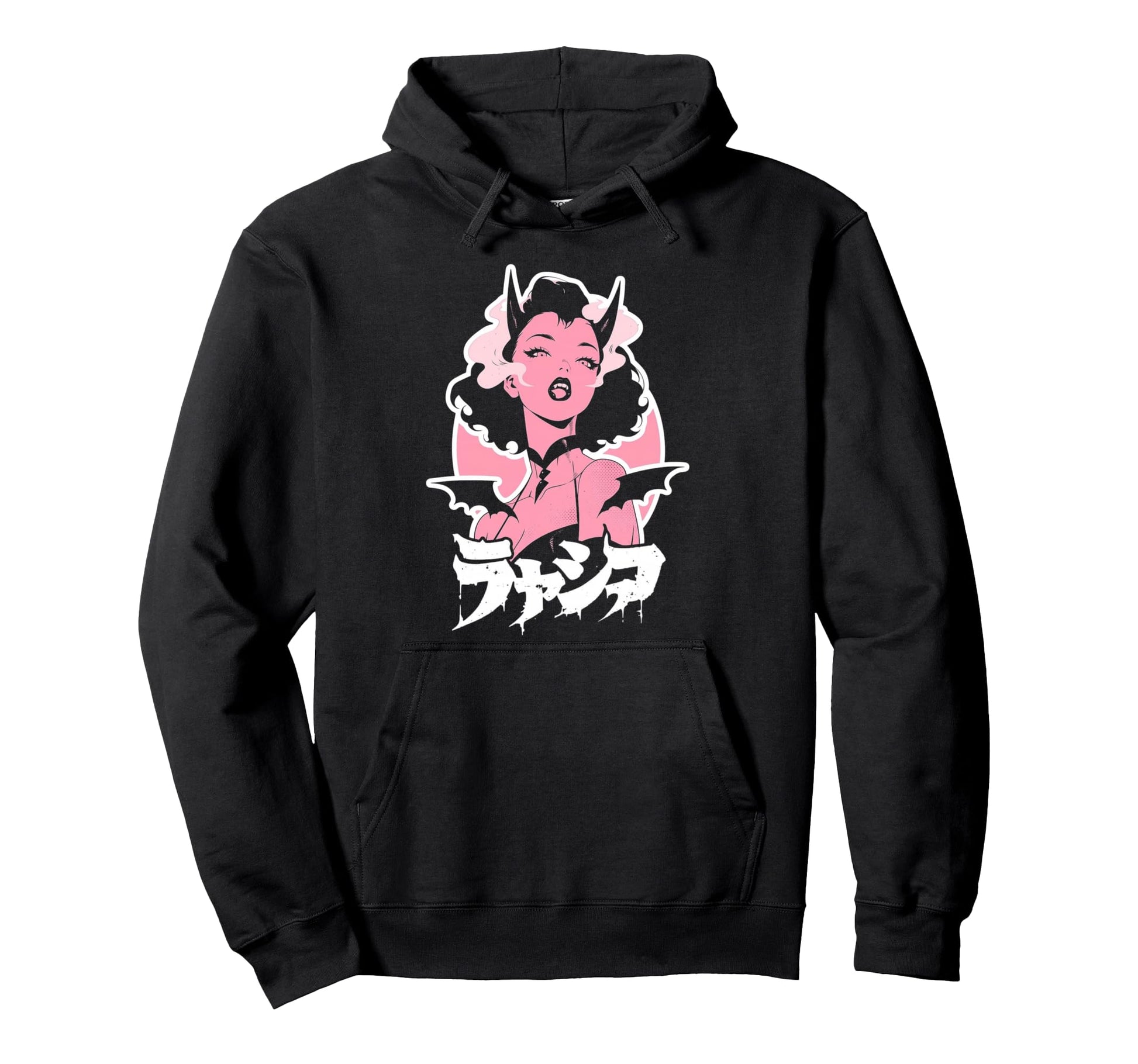 Goth Grunge Demon Anime Waifu Horror Alt Hoodie - Graphic Print for Adults - T-Shirt, Sweatshirt, Hoodie