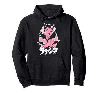 Goth Grunge Demon Anime Waifu Horror Alt Hoodie - Graphic Print for Adults - T-Shirt, Sweatshirt, Hoodie