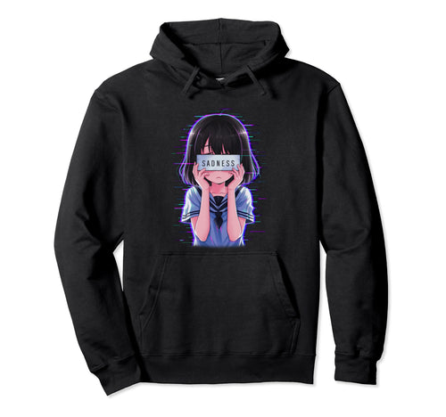 Sad Anime Japanese Aesthetic Vaporwave Hoodie - Novelty Apparel Unisex - T-Shirt, Sweatshirt, Hoodie