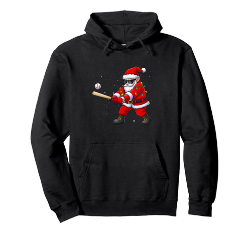 Santa Sports Baseball Player Hoodie - Graphic Print Men Women - T-Shirt, Sweatshirt, Hoodie