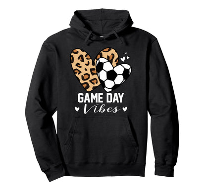 Game Day Vibes Funny Soccer Mom Leopard Hoodie - Aesthetic Graphic Unisex - T-Shirt, Sweatshirt, Hoodie