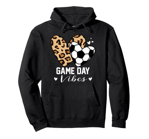 Game Day Vibes Funny Soccer Mom Leopard Hoodie - Aesthetic Graphic Unisex - T-Shirt, Sweatshirt, Hoodie