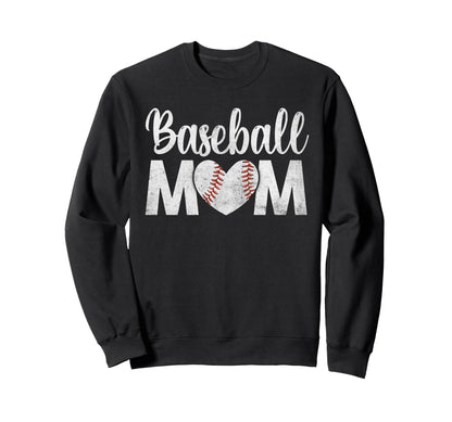 Baseball Mom Baseball Heart Mothers Day Sweatshirt - Trendy Graphic Unisex - T-Shirt, Sweatshirt, Hoodie