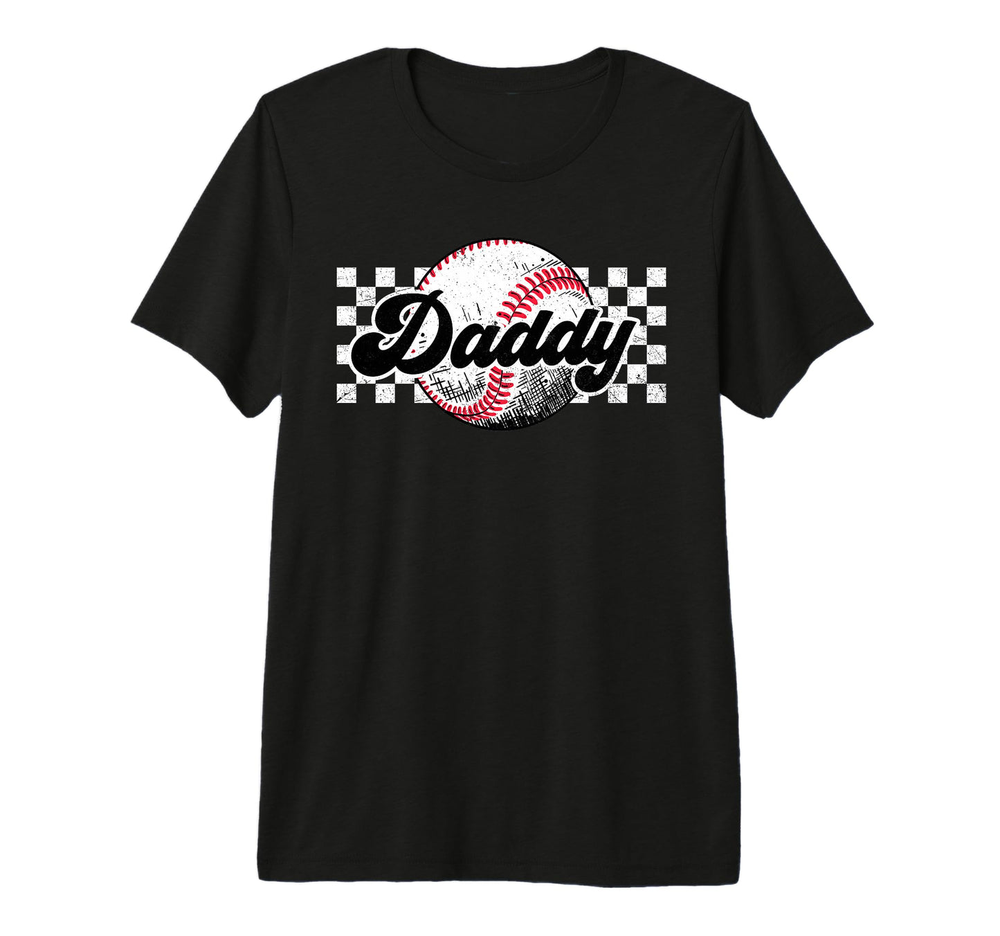 Baseball Daddy T Ball Daddy Checkered T-Shirt - Graphic Print Men Women - T-Shirt, Sweatshirt, Hoodie