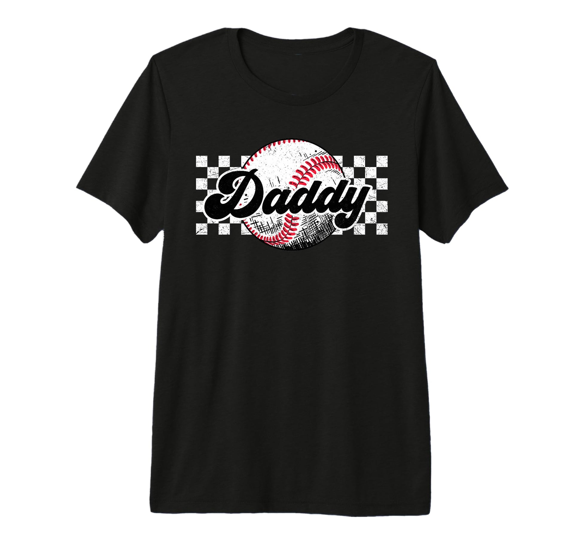 Baseball Daddy T Ball Daddy Checkered T-Shirt - Graphic Print Men Women - T-Shirt, Sweatshirt, Hoodie