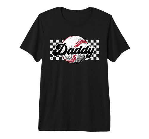 Baseball Daddy T Ball Daddy Checkered T-Shirt - Graphic Print Men Women - T-Shirt, Sweatshirt, Hoodie