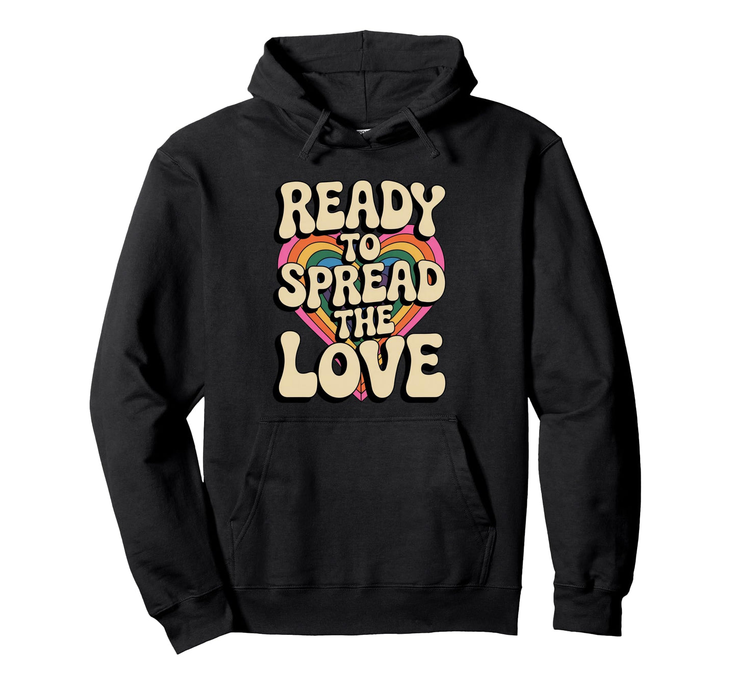 Groovy Rainbow Heart Positive Valentine Hoodie - Graphic Print for Adults - T-Shirt, Sweatshirt, Hoodie