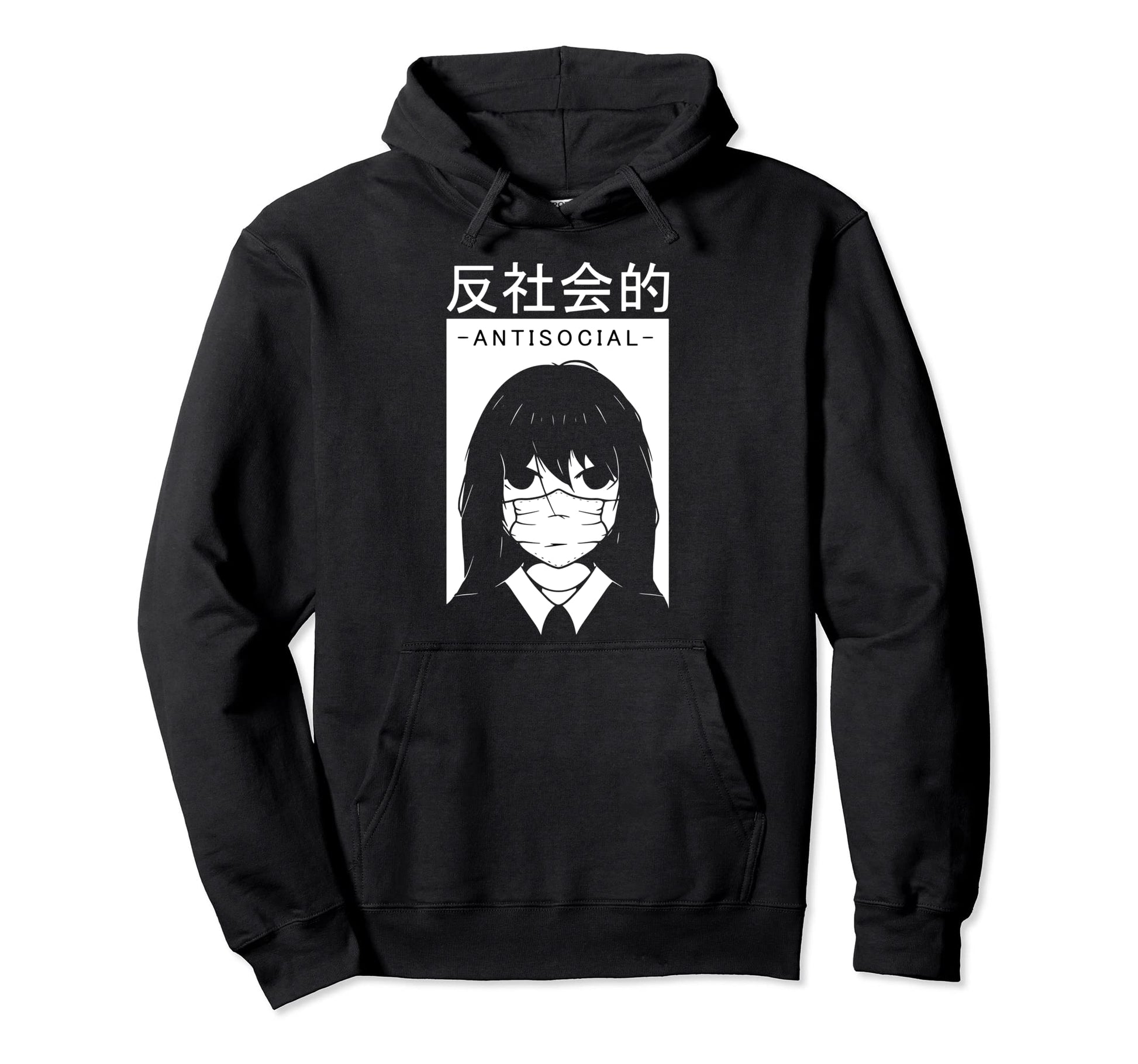 Anti Social Japanese Text Aesthetic Hoodie - Graphic Print for Adults - T-Shirt, Sweatshirt, Hoodie