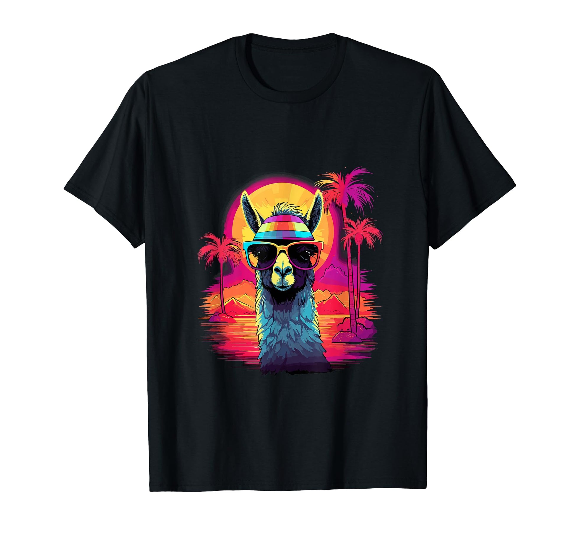 Funny Llama Vaporwave Aesthetic Animal T-Shirt - Graphic Print Men Women - T-Shirt, Sweatshirt, Hoodie