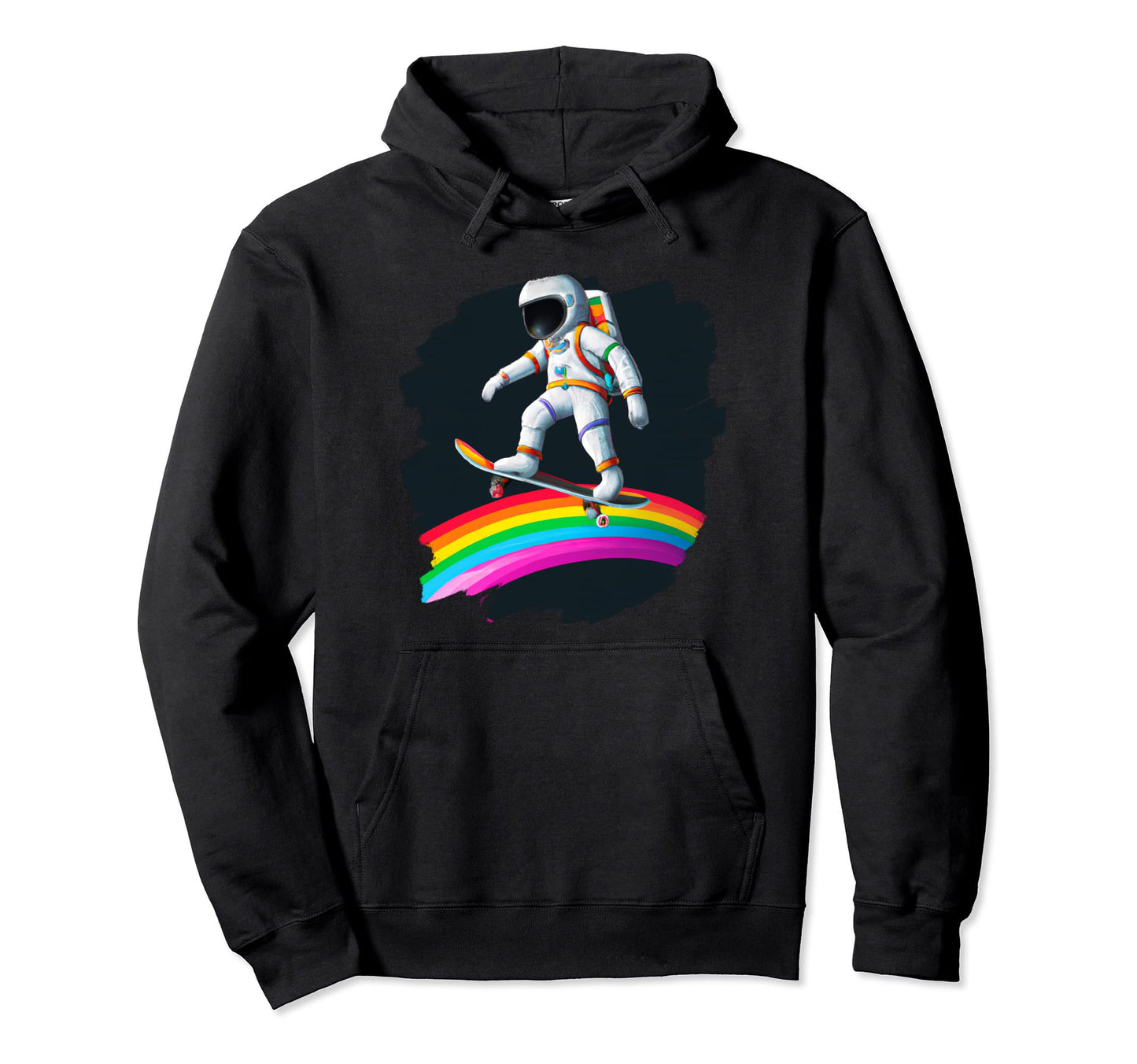 Astronaut Skateboarding Space Rainbow Hoodie - Streetwear Style Unisex - T-Shirt, Sweatshirt, Hoodie