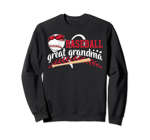 Baseball Great Grandma Heart Sweatshirt - Novelty Apparel for Adults - T-Shirt, Sweatshirt, Hoodie