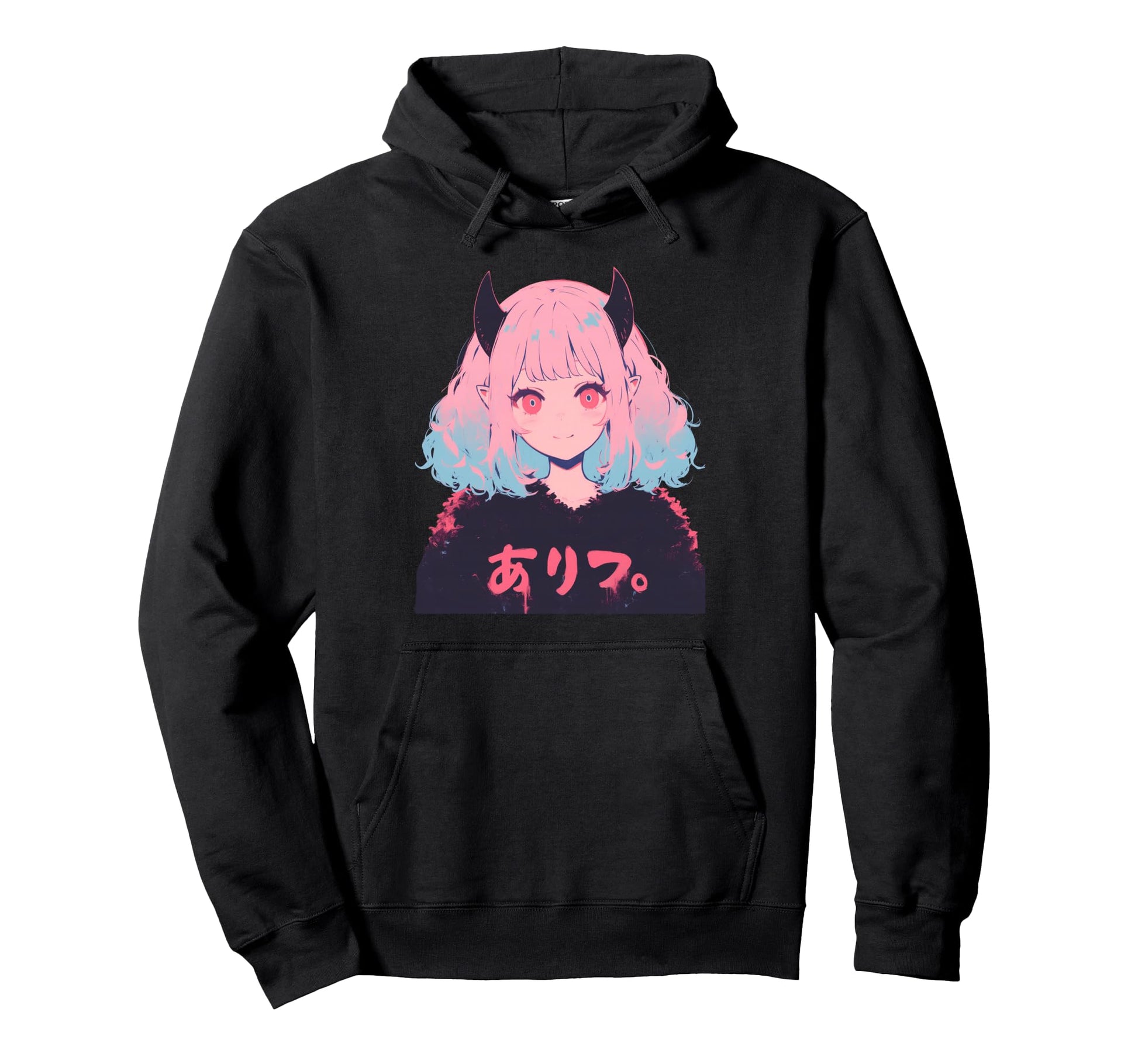 Goth Grunge Demon Anime Waifu Horror Hoodie - Minimalist Print Men Women - T-Shirt, Sweatshirt, Hoodie