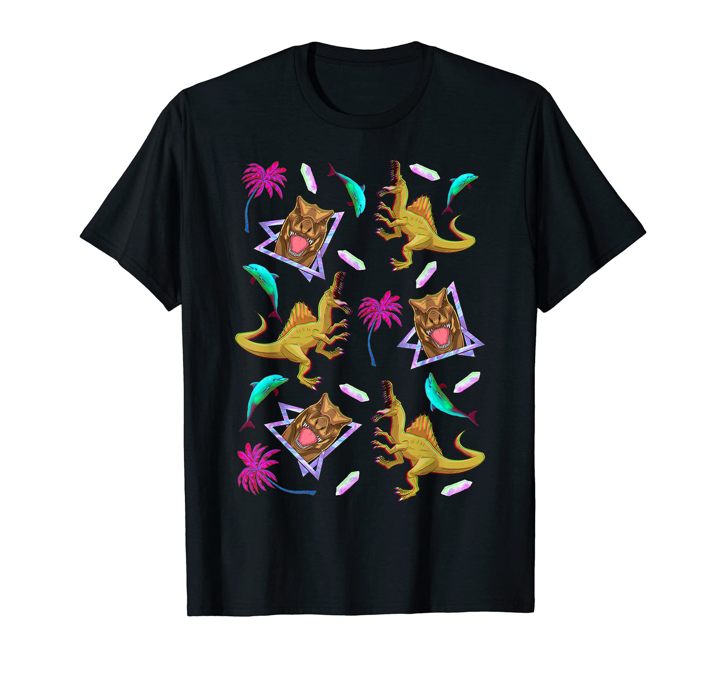 90S 80S Dolphins Dinosaur Vaporwave T-Shirt - Minimalist Print Unisex - T-Shirt, Sweatshirt, Hoodie