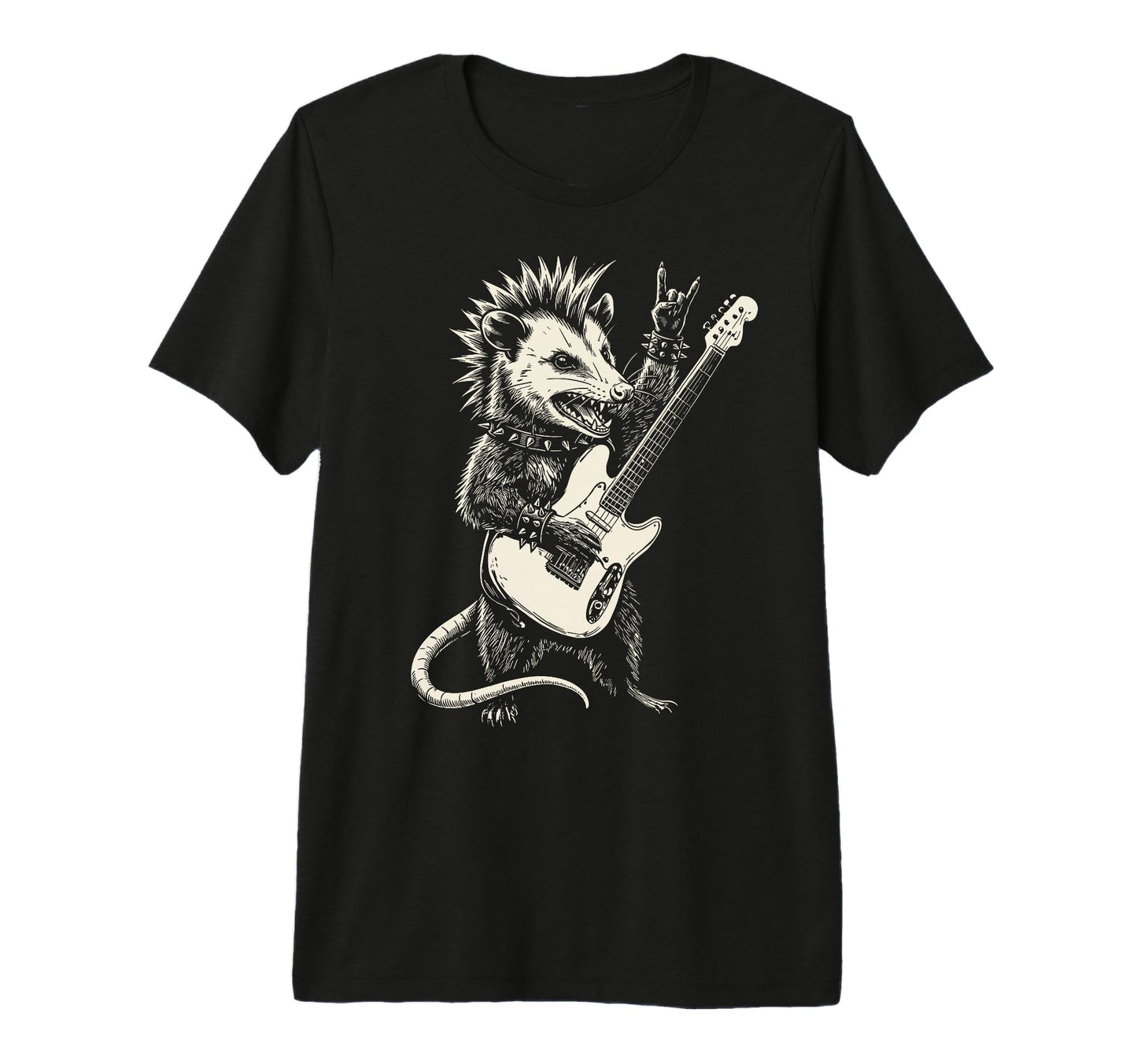 Funny Opossum Playing Guitar Rock And T-Shirt - Novelty Apparel for Adults - T-Shirt, Sweatshirt, Hoodie
