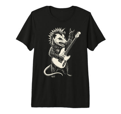 Funny Opossum Playing Guitar Rock And T-Shirt - Novelty Apparel for Adults - T-Shirt, Sweatshirt, Hoodie