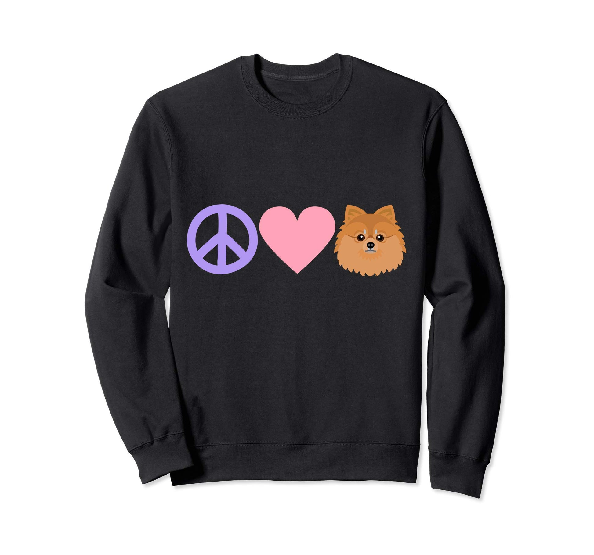 Peace Love Pomeranians Sweatshirt - Fun Novelty Design for Adults - T-Shirt, Sweatshirt, Hoodie