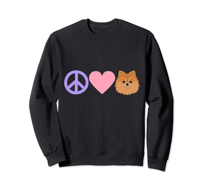 Peace Love Pomeranians Sweatshirt - Fun Novelty Design for Adults - T-Shirt, Sweatshirt, Hoodie