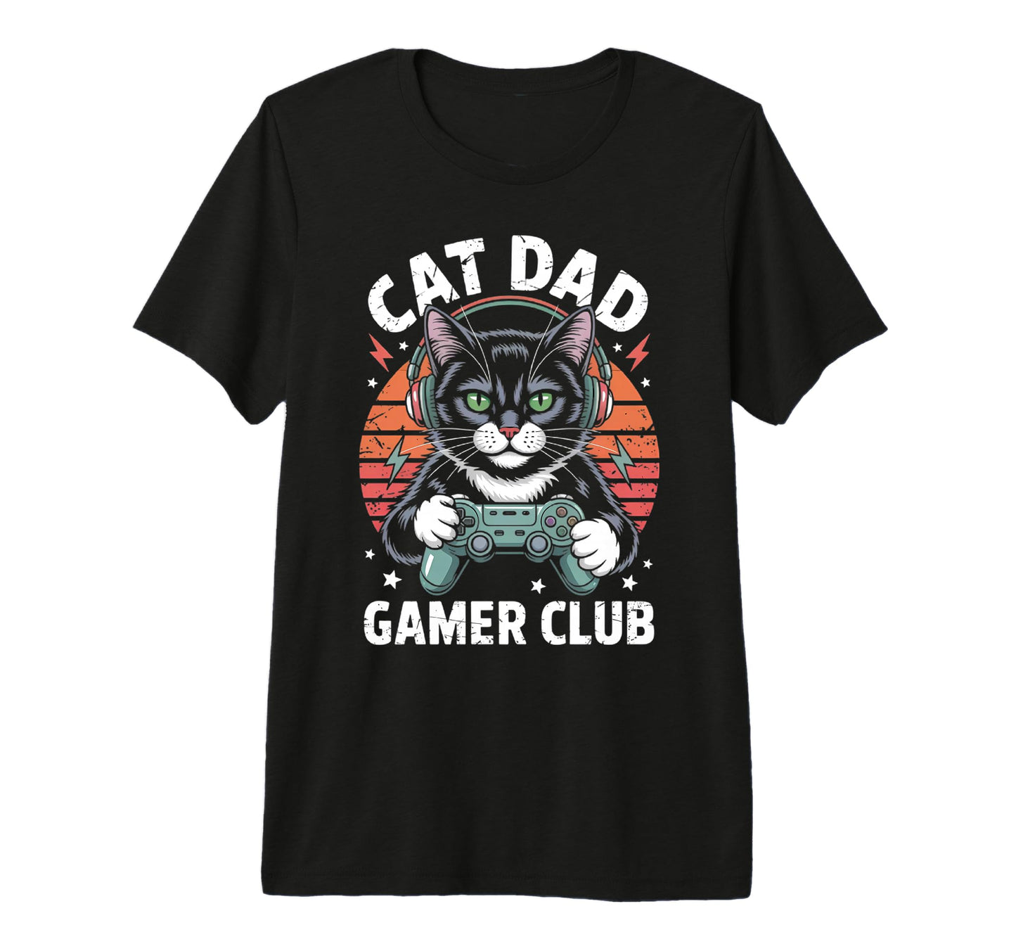 Funny Cat Dad Gamer Club Him Video Game T-Shirt - Graphic Print for Adults - T-Shirt, Sweatshirt, Hoodie