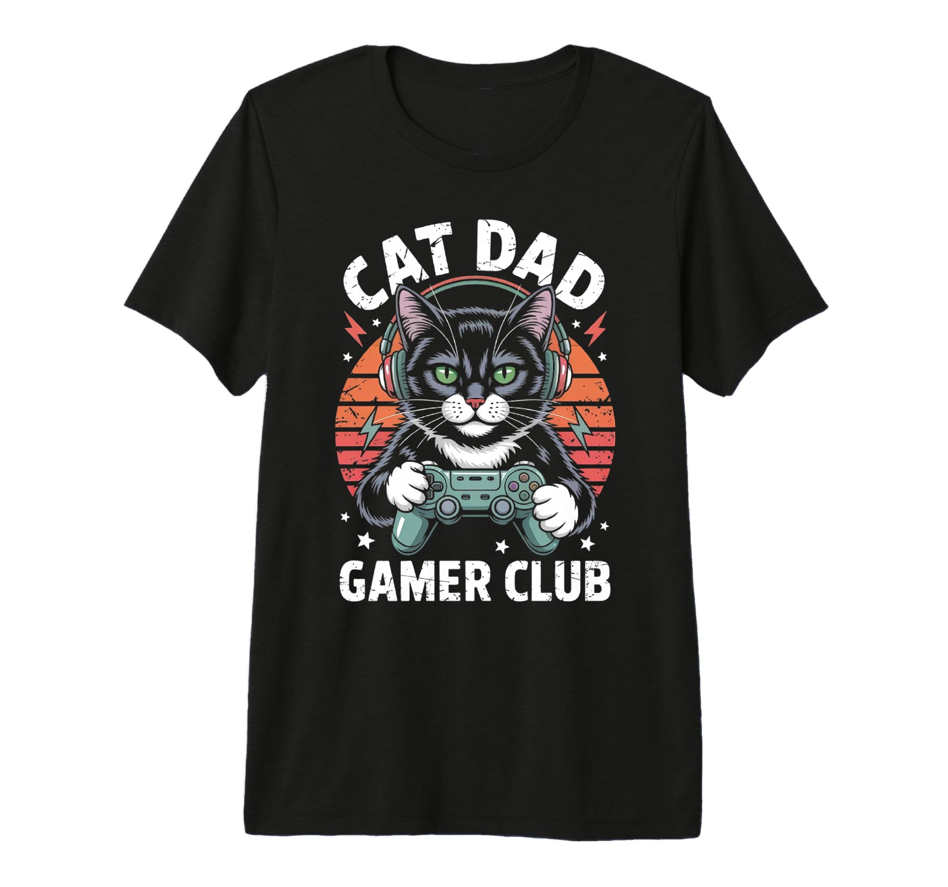 Funny Cat Dad Gamer Club Him Video Game T-Shirt - Graphic Print for Adults - T-Shirt, Sweatshirt, Hoodie