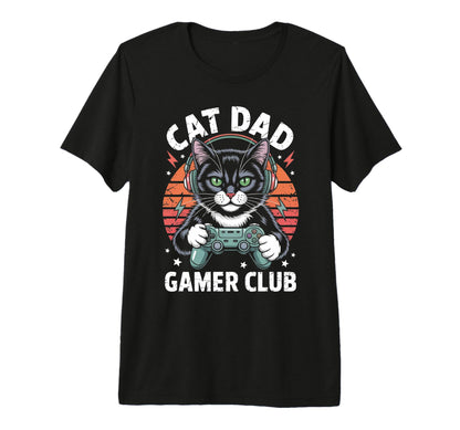 Funny Cat Dad Gamer Club Him Video Game T-Shirt - Graphic Print for Adults - T-Shirt, Sweatshirt, Hoodie