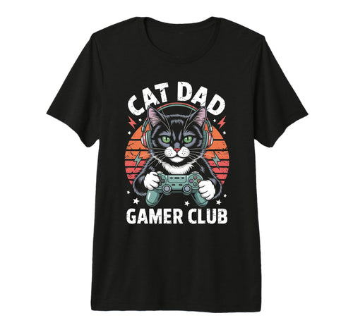 Funny Cat Dad Gamer Club Him Video Game T-Shirt - Graphic Print for Adults - T-Shirt, Sweatshirt, Hoodie