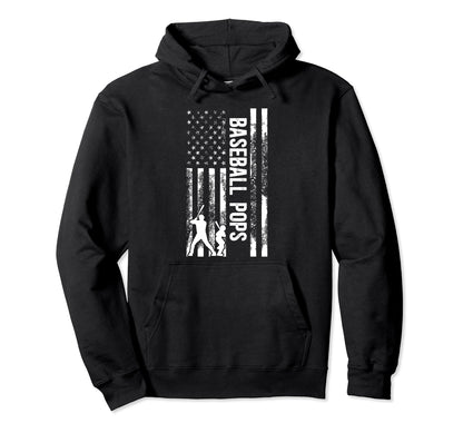 Baseball Pops Grandpa Us Flag Pops Hoodie - Trendy Graphic Men Women - T-Shirt, Sweatshirt, Hoodie