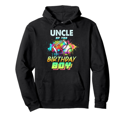Uncle Birthday Baseball Football Hoodie - Minimalist Print for Adults - T-Shirt, Sweatshirt, Hoodie