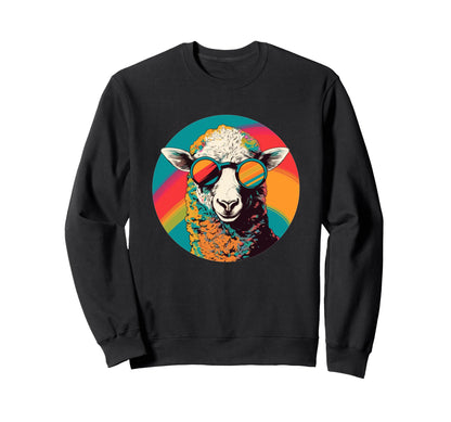 Rainbow Sheep Sunglasses Sweatshirt - Graphic Print Men Women - T-Shirt, Sweatshirt, Hoodie