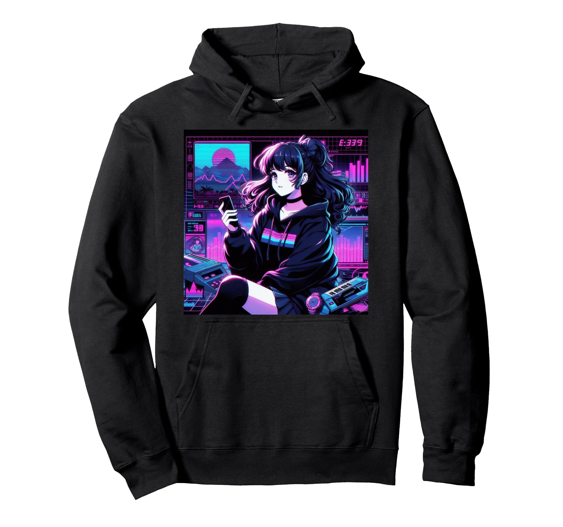 Synthwave Retrowave Vaporwave Anime Hoodie - Casual Everyday Wear Unisex - T-Shirt, Sweatshirt, Hoodie