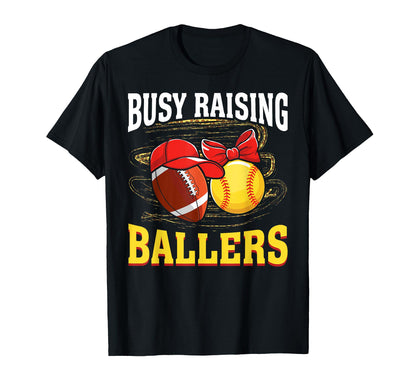 Busy Raising Ballers Football T-Shirt - Minimalist Print Men Women - T-Shirt, Sweatshirt, Hoodie