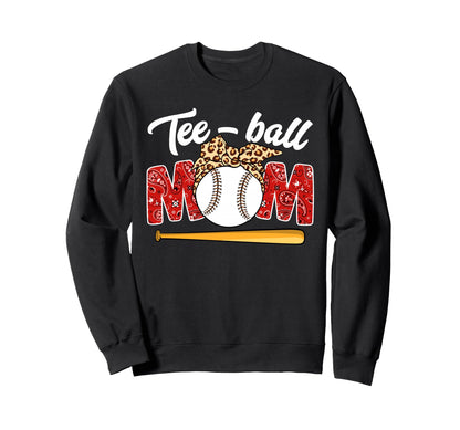 Teeball Mom Leopard Funny Teeball Sweatshirt - Aesthetic Graphic Unisex - T-Shirt, Sweatshirt, Hoodie