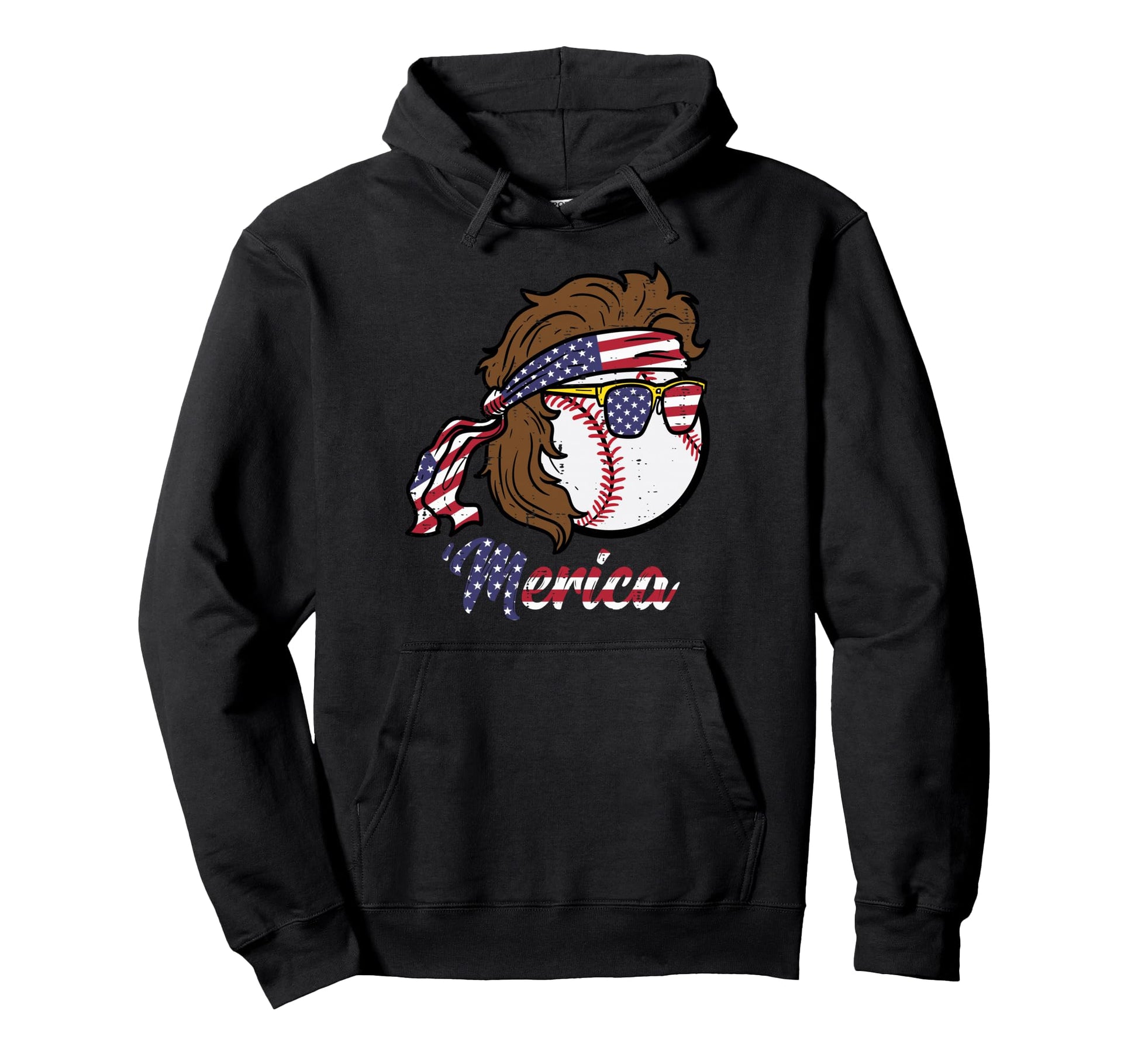 Us Flag Sunglass Merica Baseball Hoodie - Trendy Graphic Men Women - T-Shirt, Sweatshirt, Hoodie