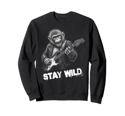 Stay Loud Monkey Guitar Funny Animal Sweatshirt - Graphic Print Men Women - T-Shirt, Sweatshirt, Hoodie