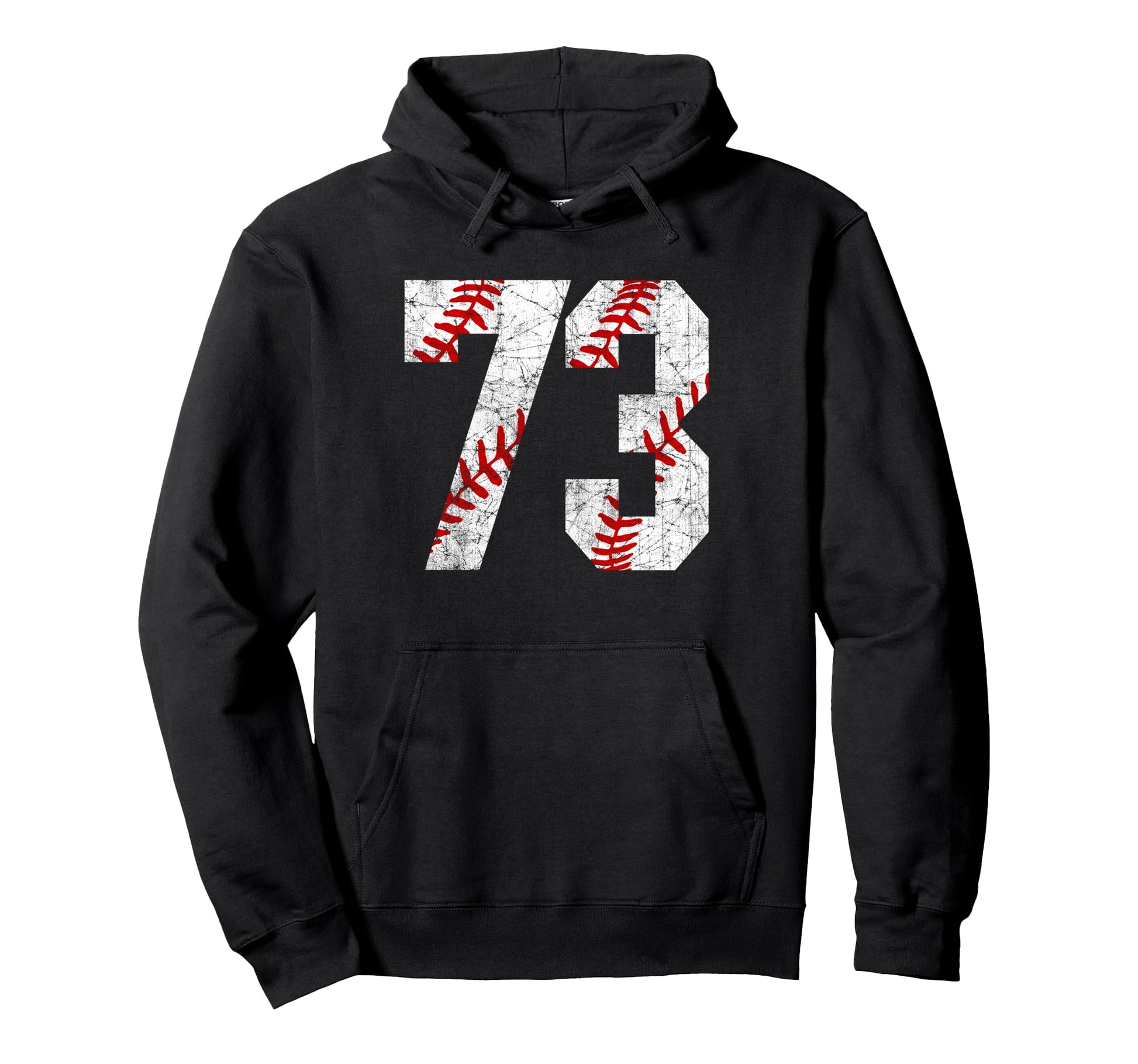 Distressed Baseball Number 73 Jersey Hoodie - Fun Novelty Design Unisex - T-Shirt, Sweatshirt, Hoodie