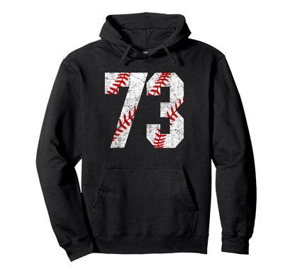 Distressed Baseball Number 73 Jersey Hoodie - Fun Novelty Design Unisex - T-Shirt, Sweatshirt, Hoodie