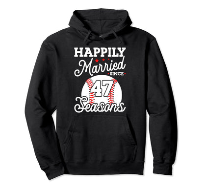 47Th Wedding Anniversary Baseball Hoodie - Minimalist Print for Adults - T-Shirt, Sweatshirt, Hoodie