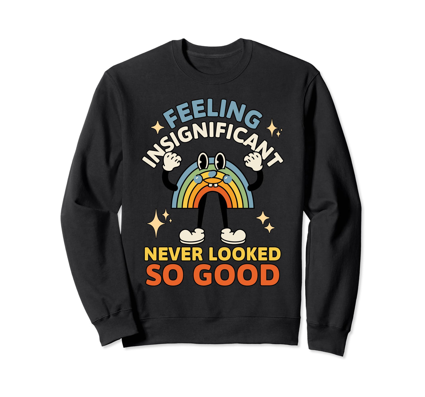 Rainbow Cartoon Existential Dread Sweatshirt - Minimalist Print for Adults - T-Shirt, Sweatshirt, Hoodie