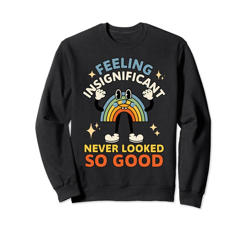Rainbow Cartoon Existential Dread Sweatshirt - Minimalist Print for Adults - T-Shirt, Sweatshirt, Hoodie