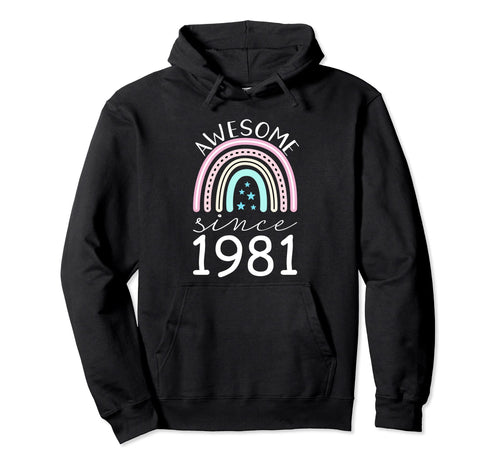 Awesome Since 1981 41St Birthday Rainbow Hoodie - Aesthetic Graphic Unisex - T-Shirt, Sweatshirt, Hoodie