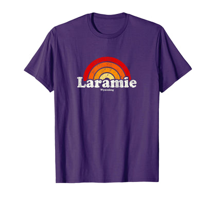 Laramie Wyoming Wy 70S Rainbow T-Shirt - Custom Art Print Men Women - T-Shirt, Sweatshirt, Hoodie