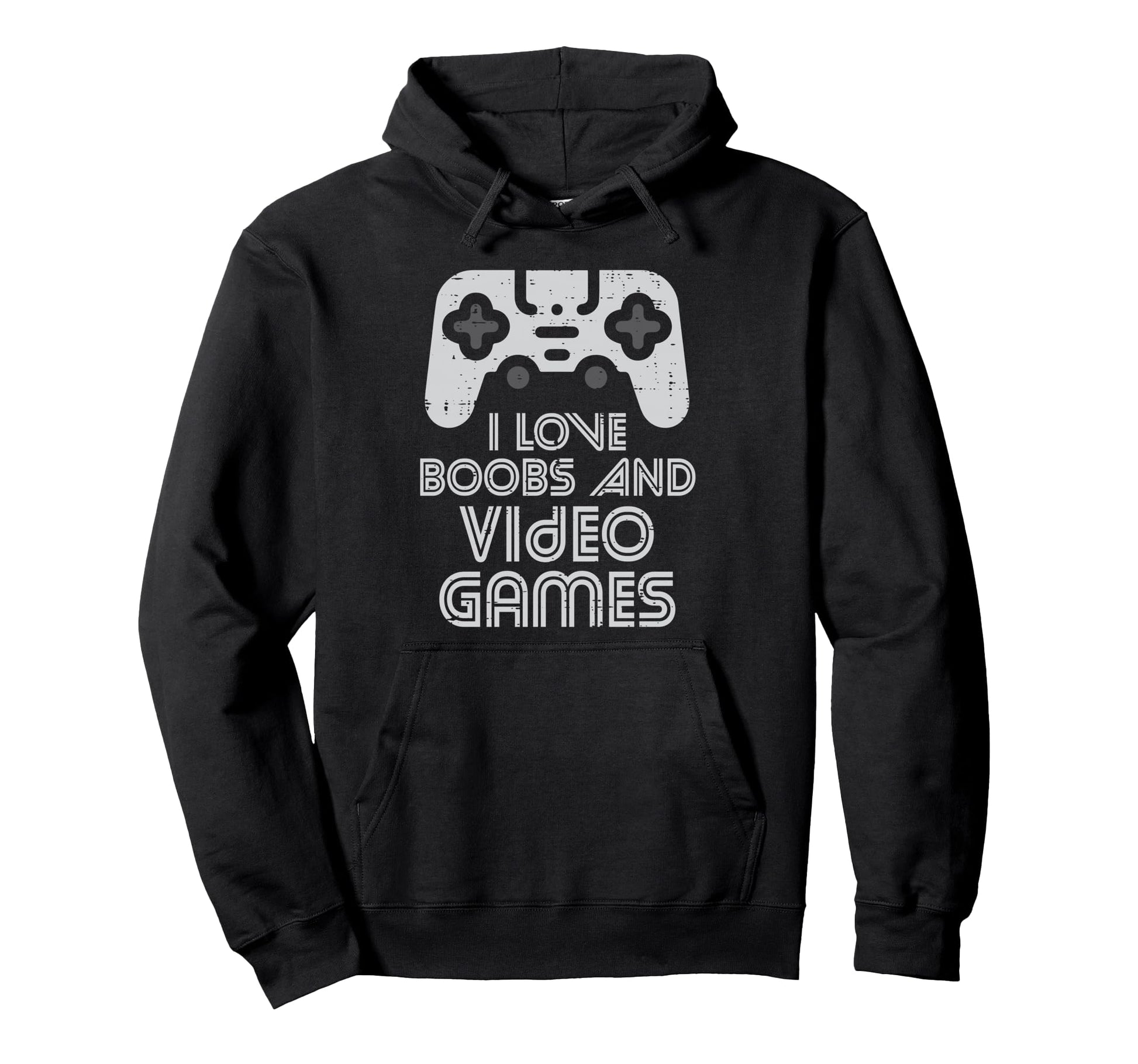 I Love Boobs And Video Games Funny Gaming Hoodie - Custom Art Print Unisex - T-Shirt, Sweatshirt, Hoodie