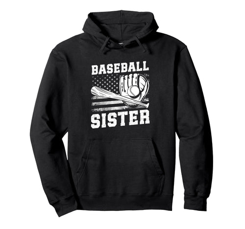 Baseball Sister Usa Flag Hoodie - Graphic Print Men Women - T-Shirt, Sweatshirt, Hoodie