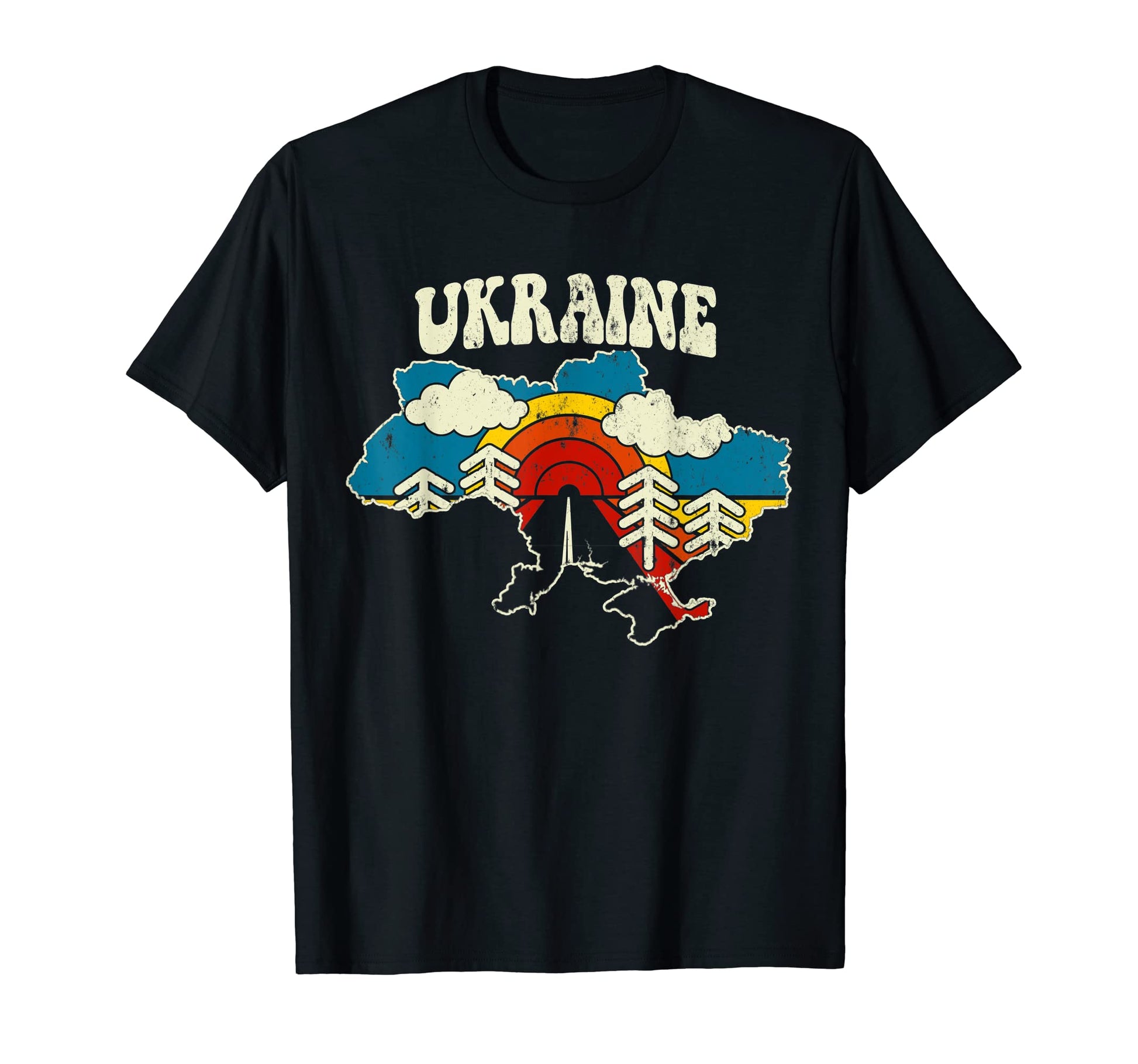 Ukraine Ukrainian Country Rainbow T-Shirt - Casual Everyday Wear Men Women - T-Shirt, Sweatshirt, Hoodie