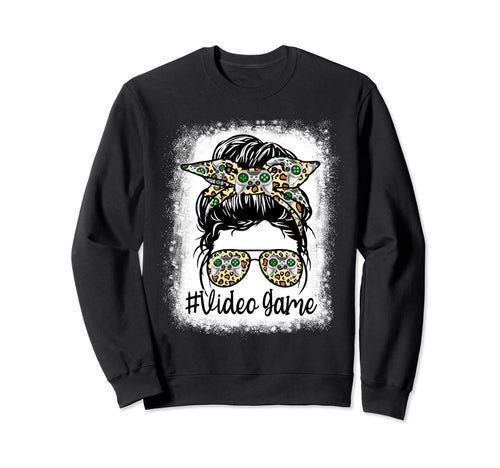 Leopard Messy Bun Mom Mothers Day Sweatshirt - Trendy Graphic for Adults - T-Shirt, Sweatshirt, Hoodie