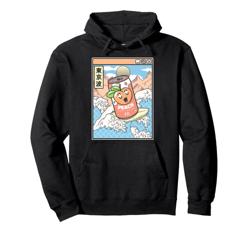 Surfing Peach Soda Japanese Waves Anime Hoodie - Graphic Print Men Women - T-Shirt, Sweatshirt, Hoodie