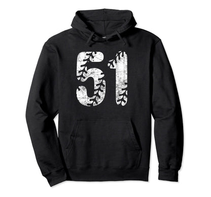 Baseball Softball Mom 51 Number 51 Hoodie - Aesthetic Graphic Men Women - T-Shirt, Sweatshirt, Hoodie