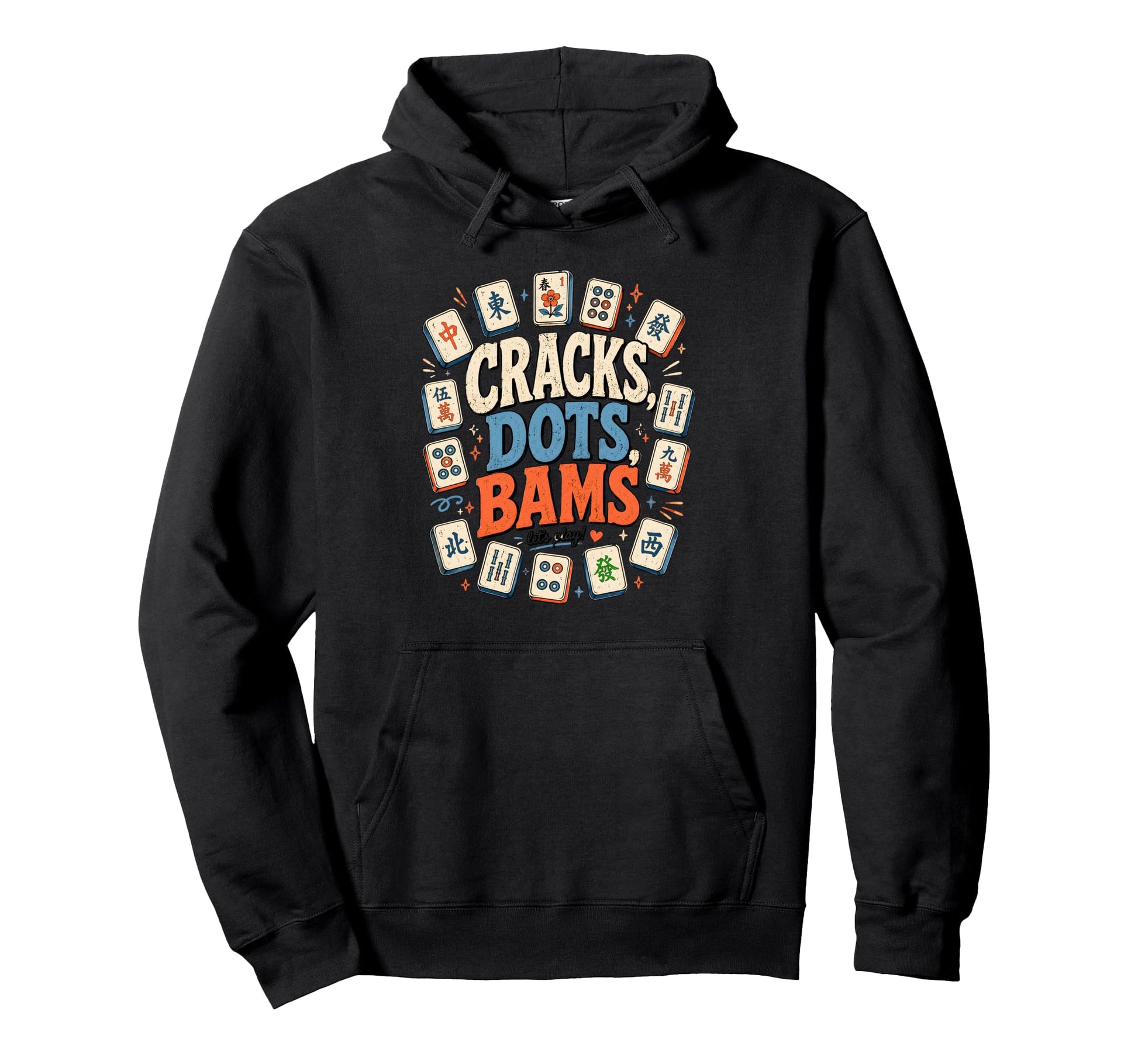 Funny Mahjong Cracks Dots Bams Tile Game Hoodie - Graphic Print Men Women - T-Shirt, Sweatshirt, Hoodie